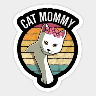 Retro Vintage Cat Mommy Funny Mothers Day Gift Sticker